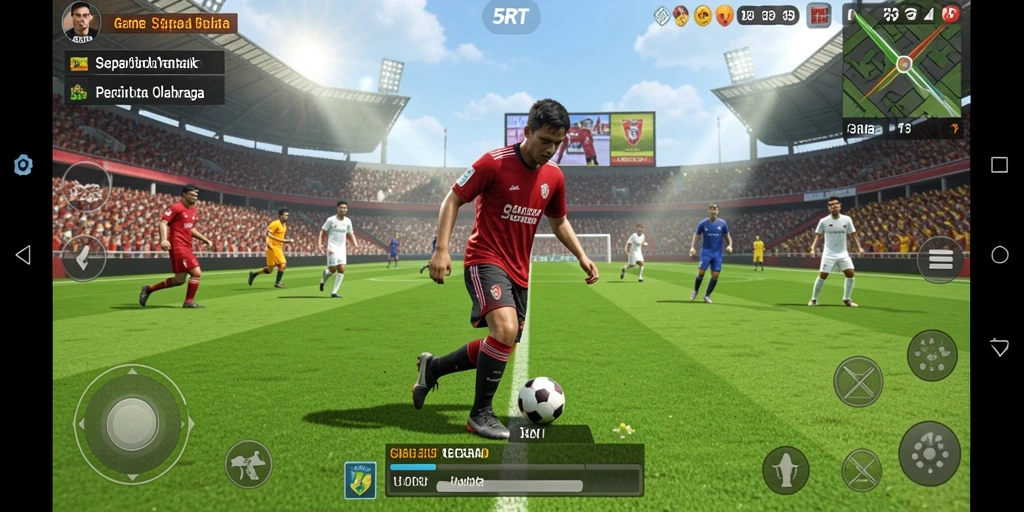 Tangkapan layar gameplay 5RT menampilkan aksi sepak bola yang mendebarkan.