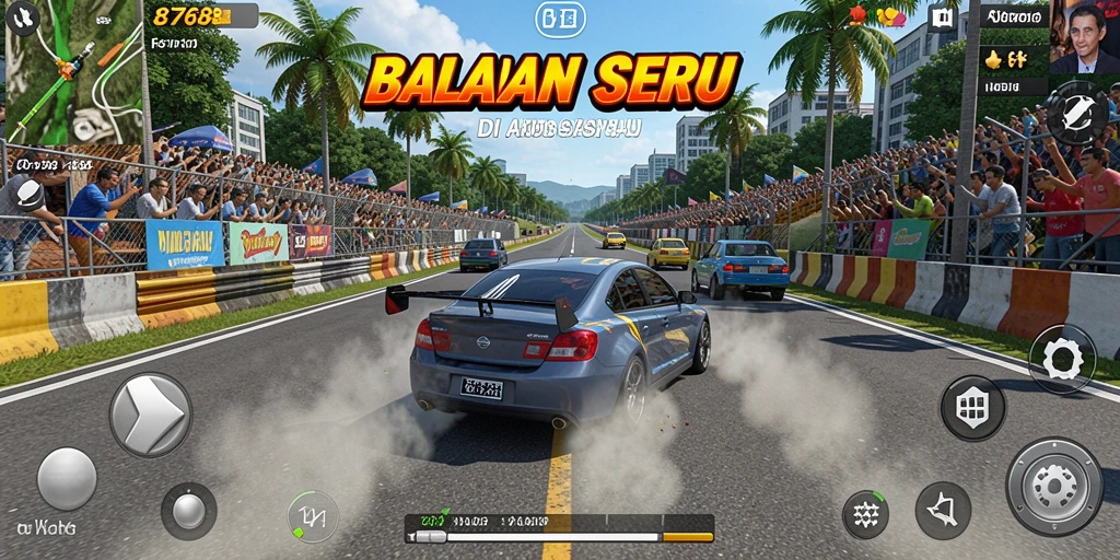 Tampilan gameplay Racing yang mendebarkan dan penuh aksi.