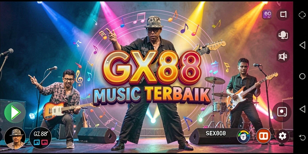 Gameplay GX88 dengan berbagai lagu menarik dan grafis yang menawan.