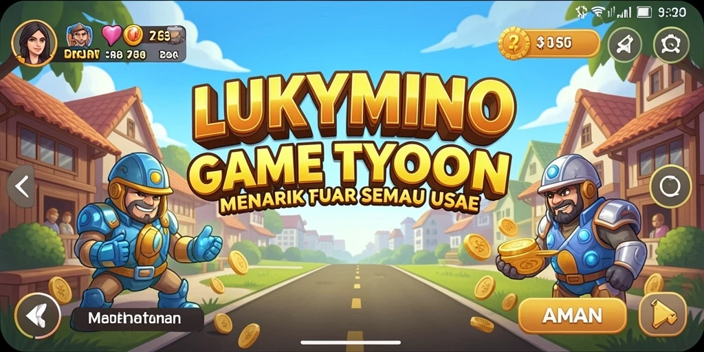 Screenshot LUKYMINO menunjukkan pengalaman gameplay mengelola bisnis Tycoon.
