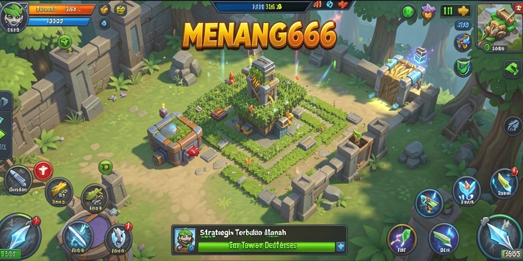 Screeshot MENANG666 menampilkan momen epik dalam permainan Tower Defense.