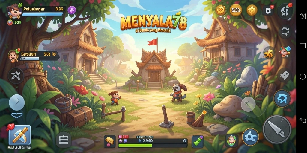 Tampilan gameplay <strong>MENYALA78</strong> yang menawan dengan berbagai karakter dan lingkungan.