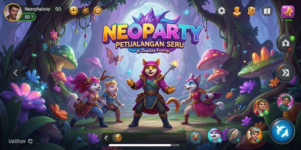 Tampilan gameplay NEOPARTY yang menampilkan petualangan seru dan grafis memukau.