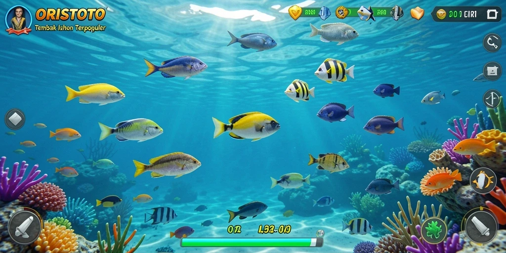 Tampilan gameplay Tembak Ikan yang seru dan menarik.