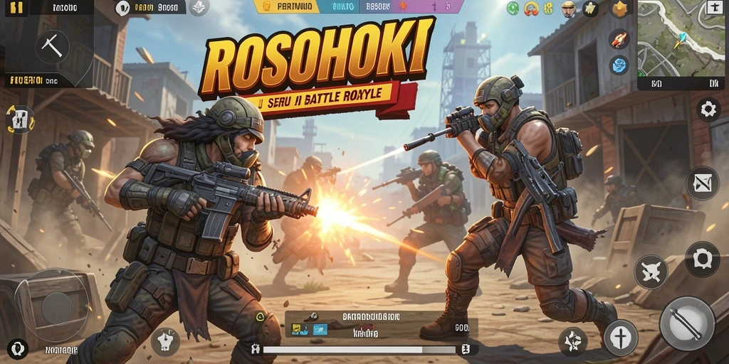 Tangkapan layar ROSOHOKI menampilkan duel seru di arena Battle Royale.