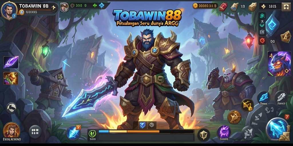 Screenshot menampilkan pertarungan epik dalam game ARPG TOBAWIN88.
