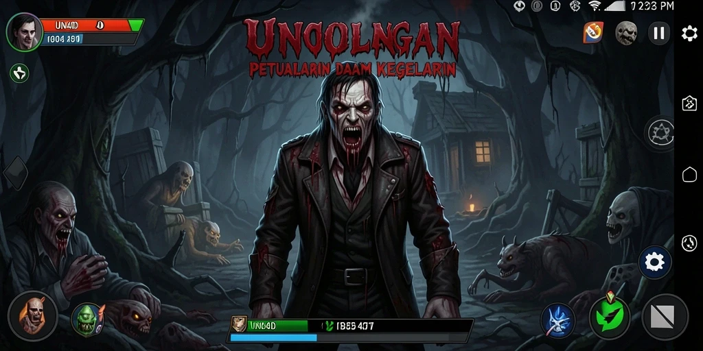 Tampilan gameplay menegangkan dalam dunia horror berbahaya.