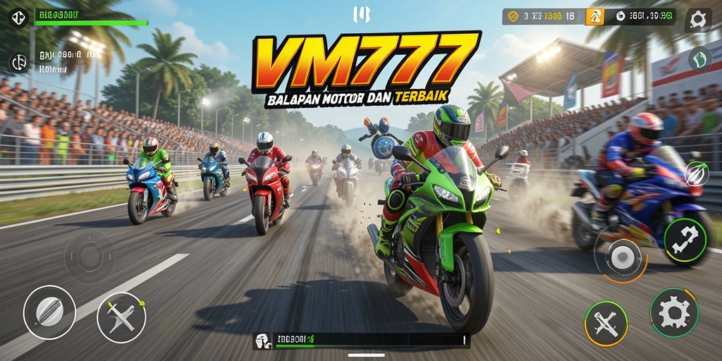 Tampilan gameplay seru balapan motor di VM777.
